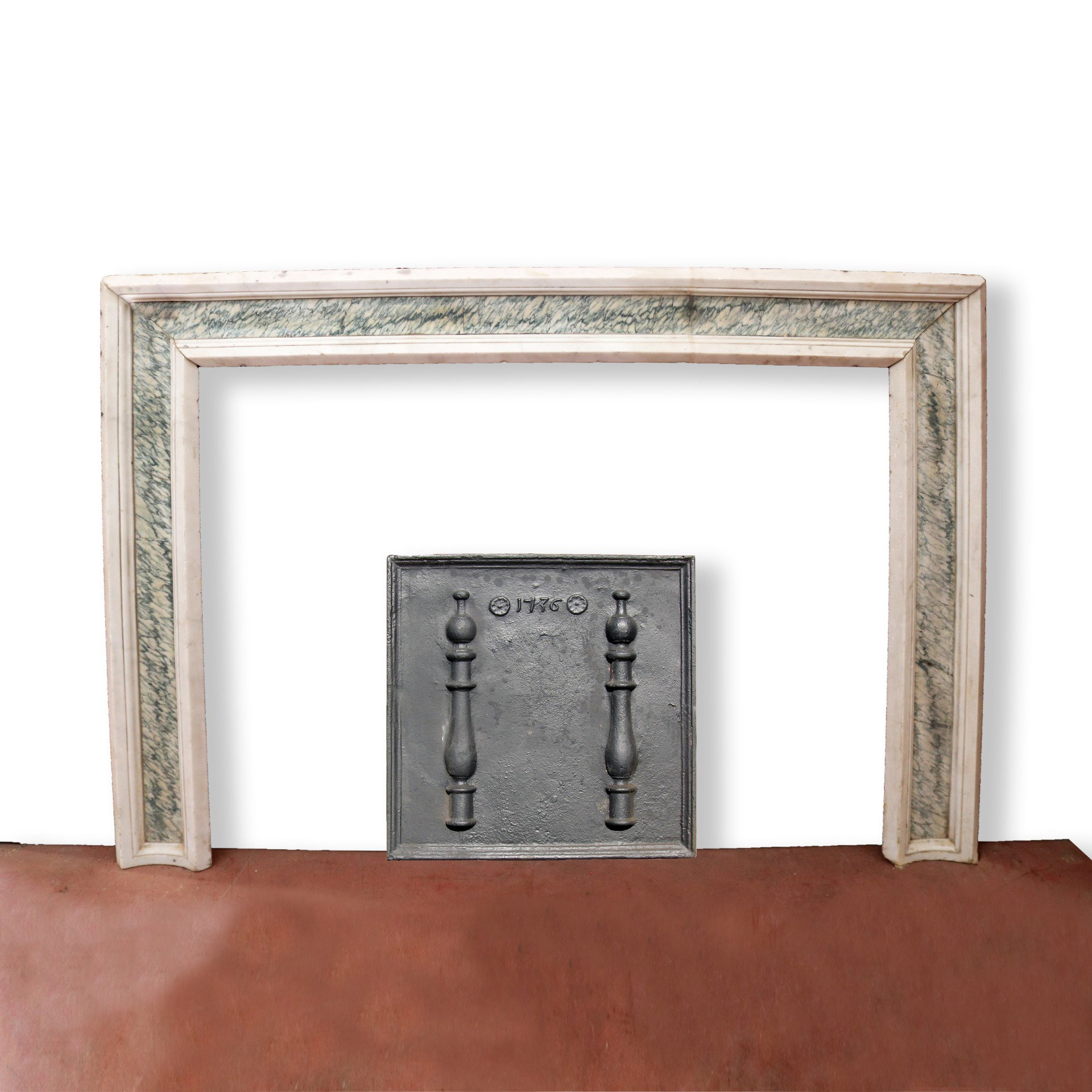 Cheminée ancienne en marbre, 120x88h cm. Époque 1900.